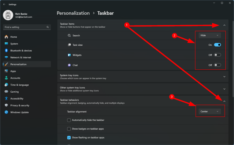 How to customize the Windows 11 taskbar – Banke IT Consulting Knowledgebase
